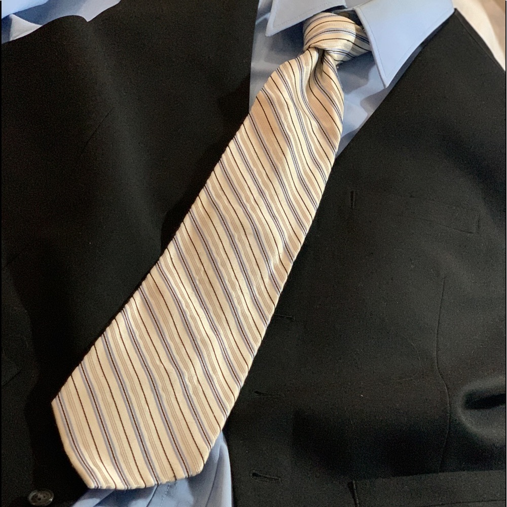 WHITE BLUE BLACK stripe Power NeckTie CLAIBORNE